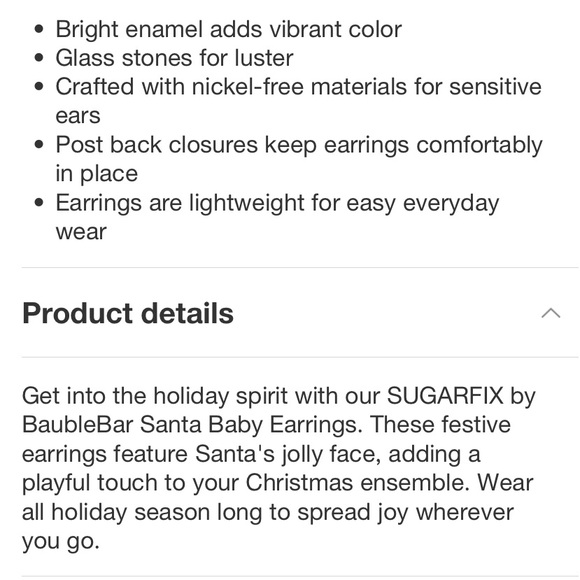 SUGARFIX by BaubleBar Santa Baby
Statement Earrings NWT - Picture 9 of 9